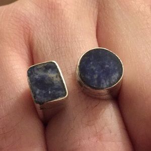 Vintage “DO” horseshoe ring in lapis and sterling